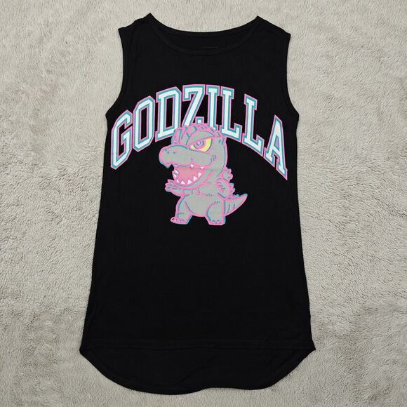 Chibi Godzilla Tank Top Women's S Black Kawaii Japanese Retro Vaporware - Picture 1 of 4